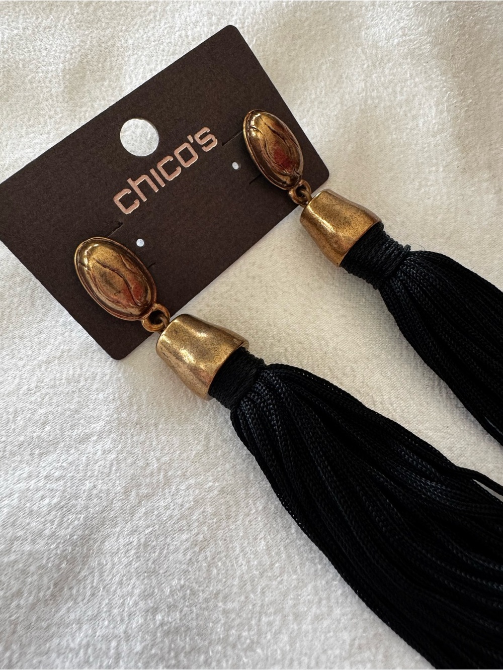 Chico’s Black Long Tassel Earrings NWT - Picture 6 of 6